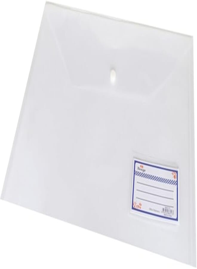 Benge Plastic Button Up Files, Transparent
